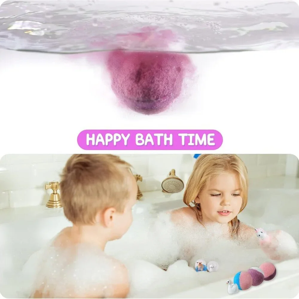 Bath Bomb Gift Set with Toys Inside, 20 Pack Organic Bath Bombs for Kids, Kids S